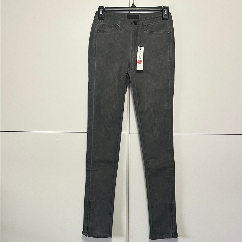 COMUNE Womens Mid Rise Gray Jeans Bottom Hem Zip